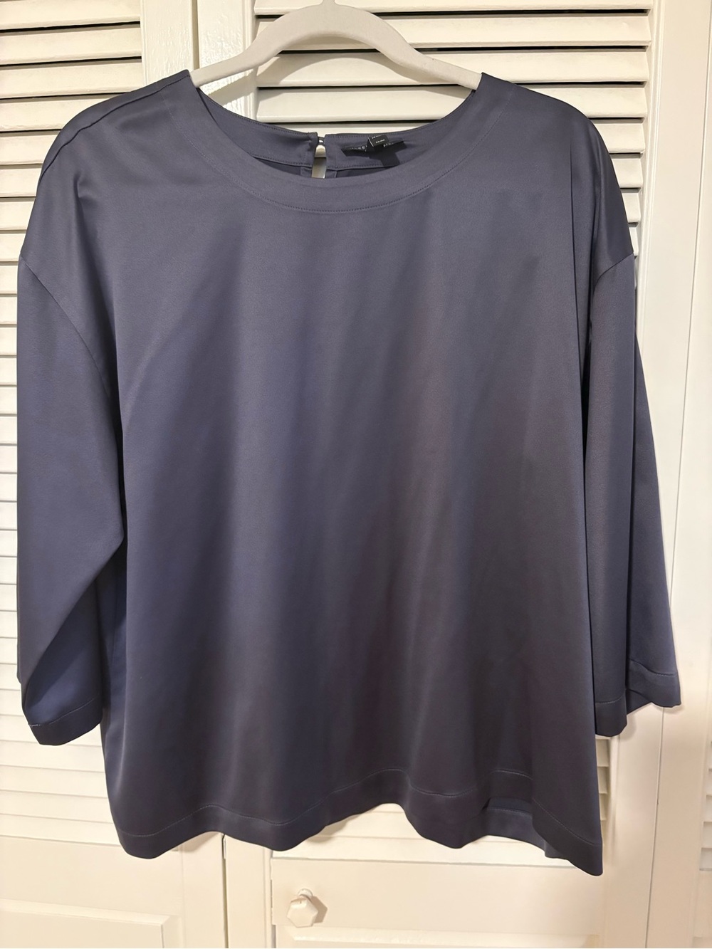 Eileen Fisher 3/4-Sleeve Blouse in Slate Blue, Size M